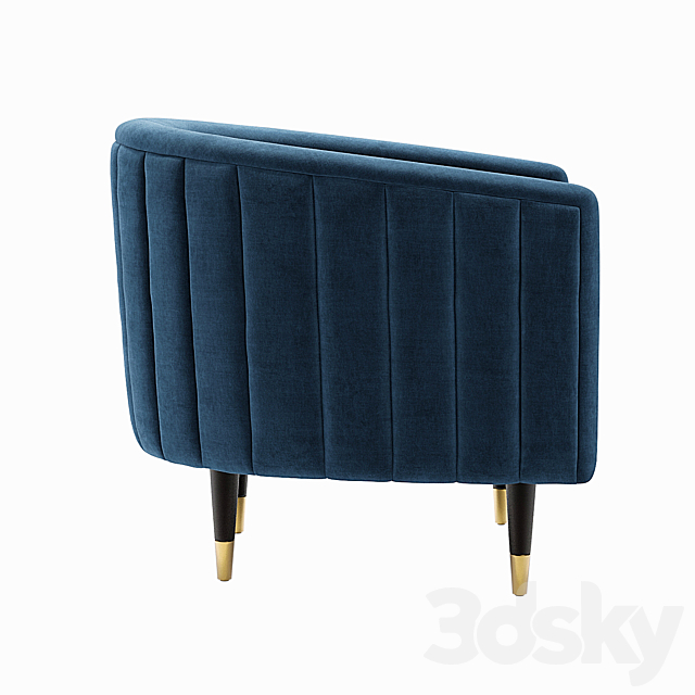 Fluted Juno Velvet Occasional Chair 3DS Max Model - thumbnail 3