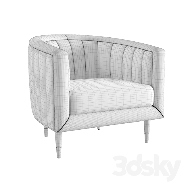 Fluted Juno Velvet Occasional Chair 3DS Max Model - thumbnail 5