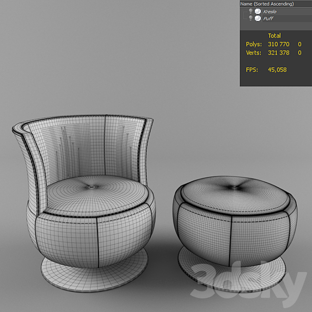 Formenti Kreslo & puff 3DSMax File - thumbnail 2