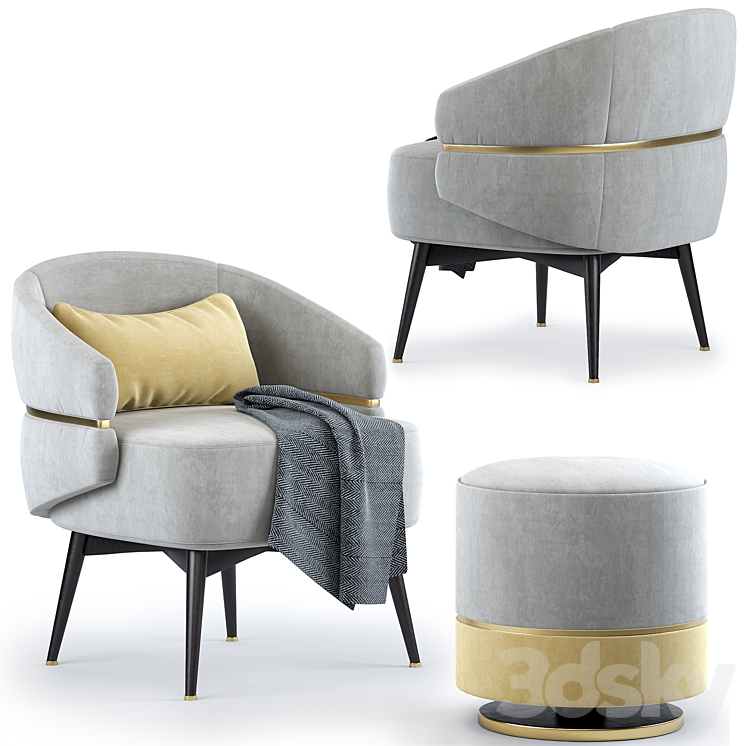 Frato cairo Armchair & Parma stool 3DS Max - thumbnail 2