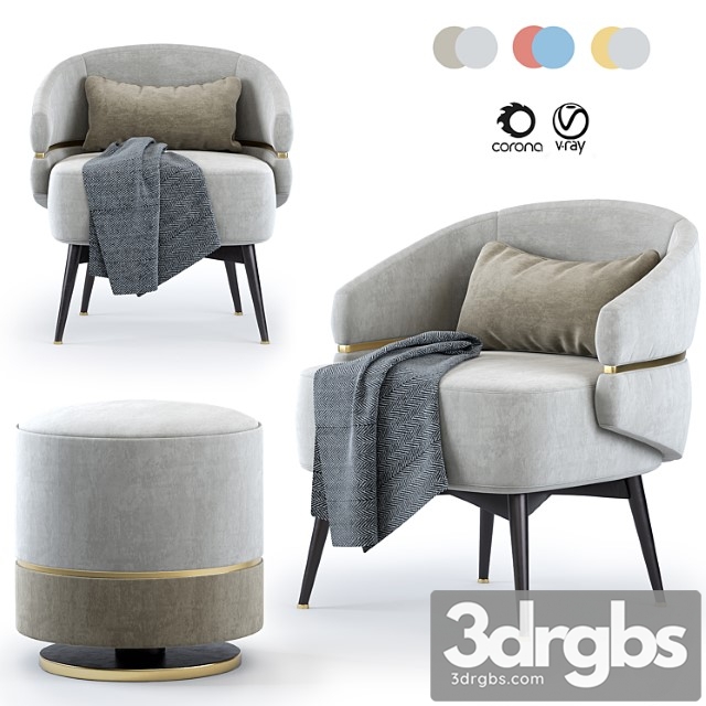 Frato cairo Armchair Parma Stool 3dsmax Download - thumbnail 1