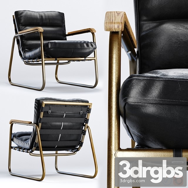 Fred Mid Century Loft Black Leather Armchair 1 3dsmax Download - thumbnail 1