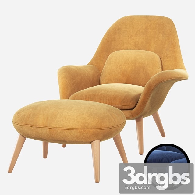 Fredericia Swoon Lounge Armchair 3dsmax Download - thumbnail 1