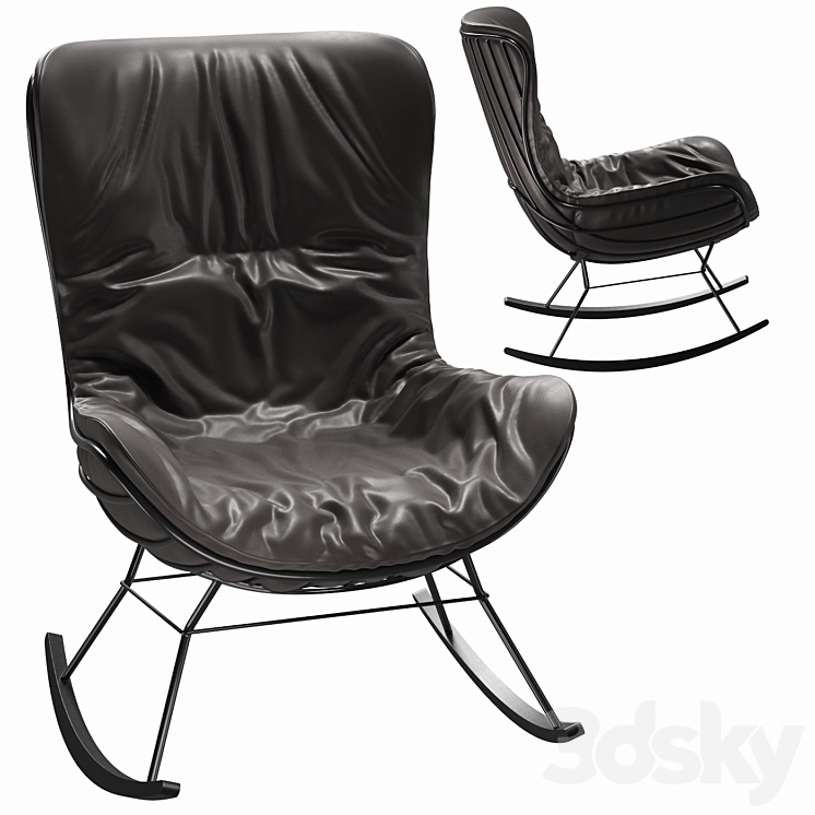 Freifrau Leyasol Rocking Wingback Chair 3DS Max - thumbnail 2