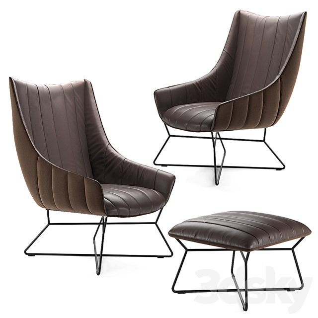 Freifrau Rubie Armchair Ottoman 3DSMax File - thumbnail 1