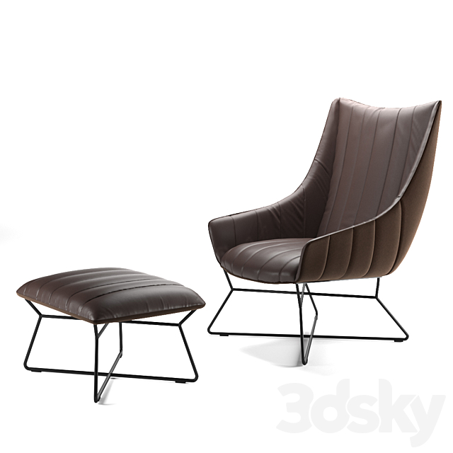 Freifrau Rubie Armchair Ottoman 3DSMax File - thumbnail 2