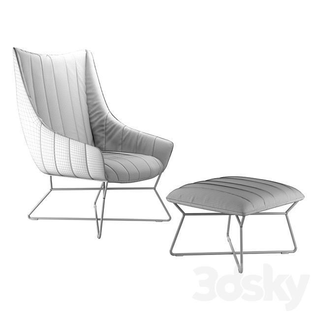 Freifrau Rubie Armchair Ottoman 3DSMax File - thumbnail 3