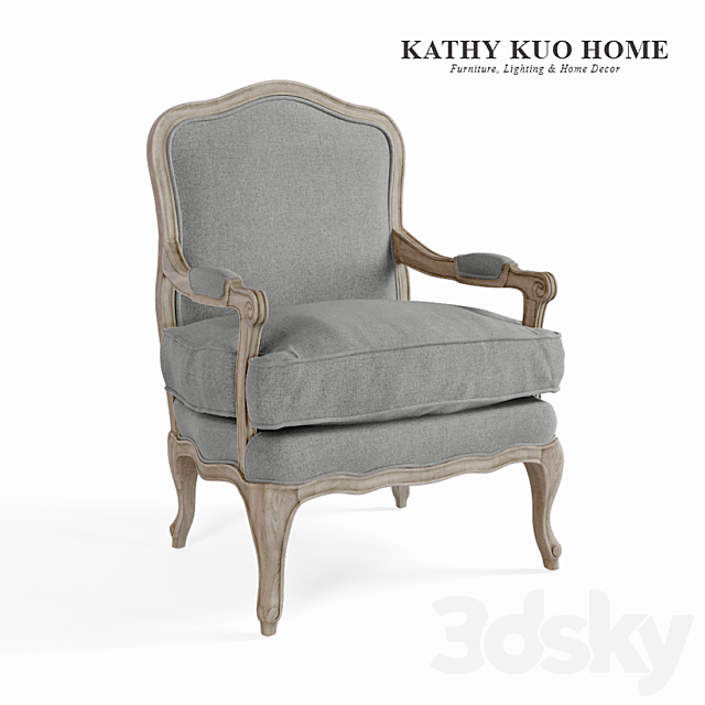 French Country Bastille Dark Gray Linen Salon Armchair 3ds Max - thumbnail 1