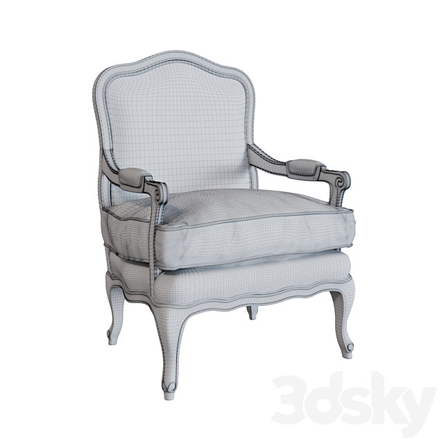 French Country Bastille Dark Gray Linen Salon Armchair 3ds Max - thumbnail 2