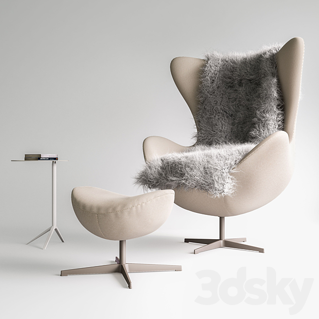 Fritz Hansen- Egg chair set 3DSMax File - thumbnail 1