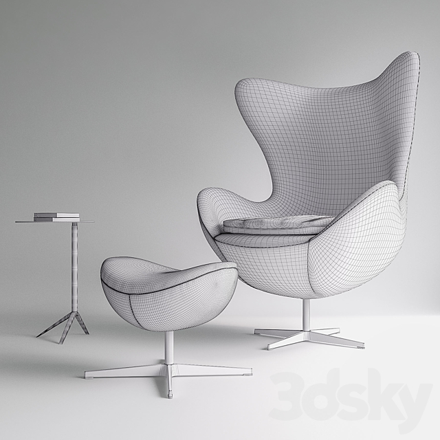 Fritz Hansen- Egg chair set 3DSMax File - thumbnail 2