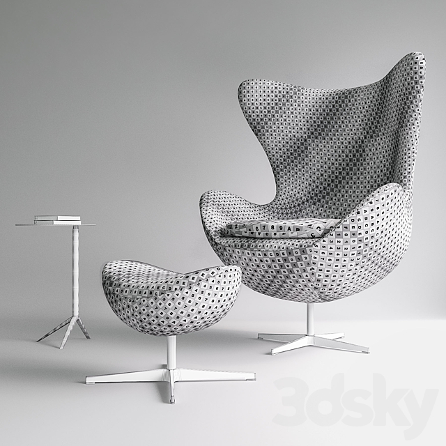 Fritz Hansen- Egg chair set 3DSMax File - thumbnail 3