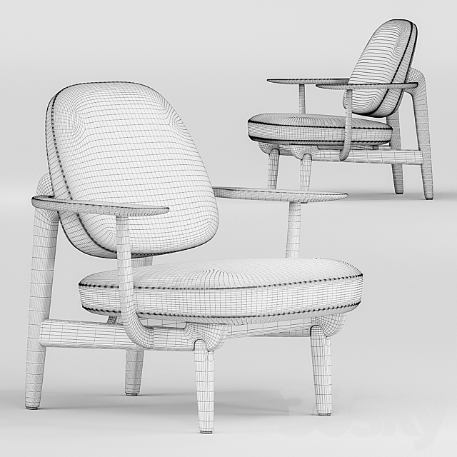 Fritz Hansen JH97 lounge chair 3DS Max Model - thumbnail 3