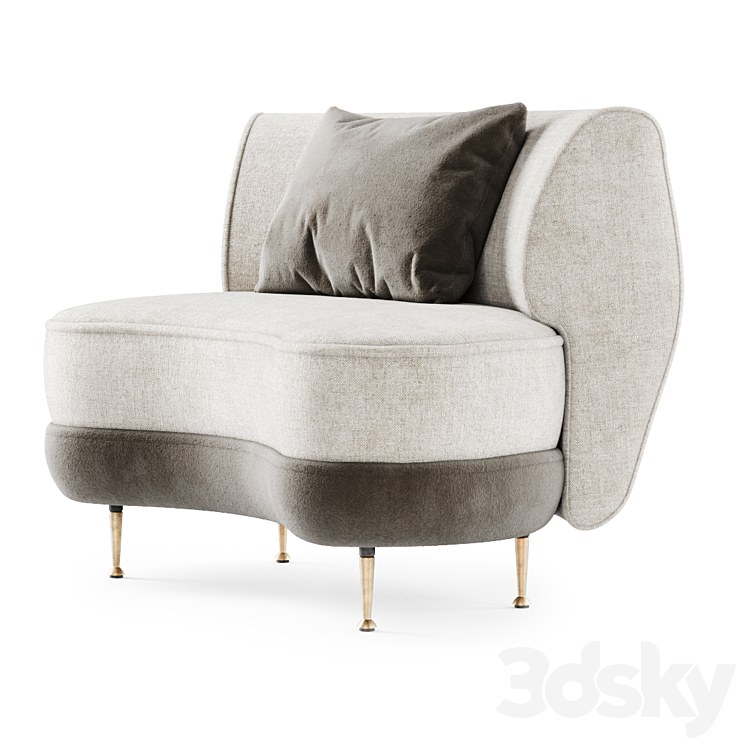 Gabriel curve armchair \/ Semicircular armchair 3DS Max - thumbnail 2