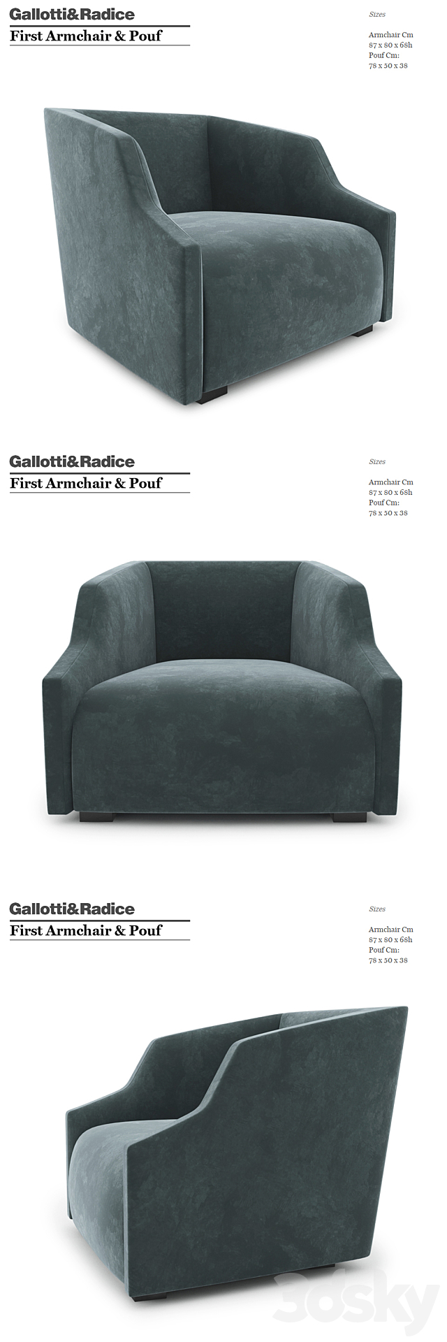 Gallotti & Radice First Armchair 3DS Max Model - thumbnail 2