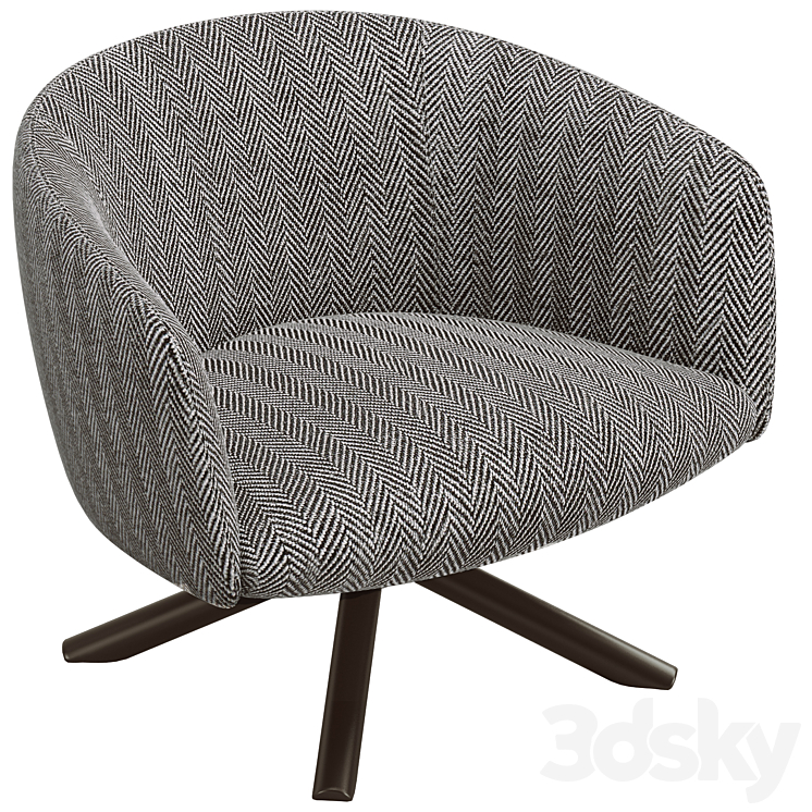 Gallotti & Radice Livre Swivel Armchair 3DS Max - thumbnail 2