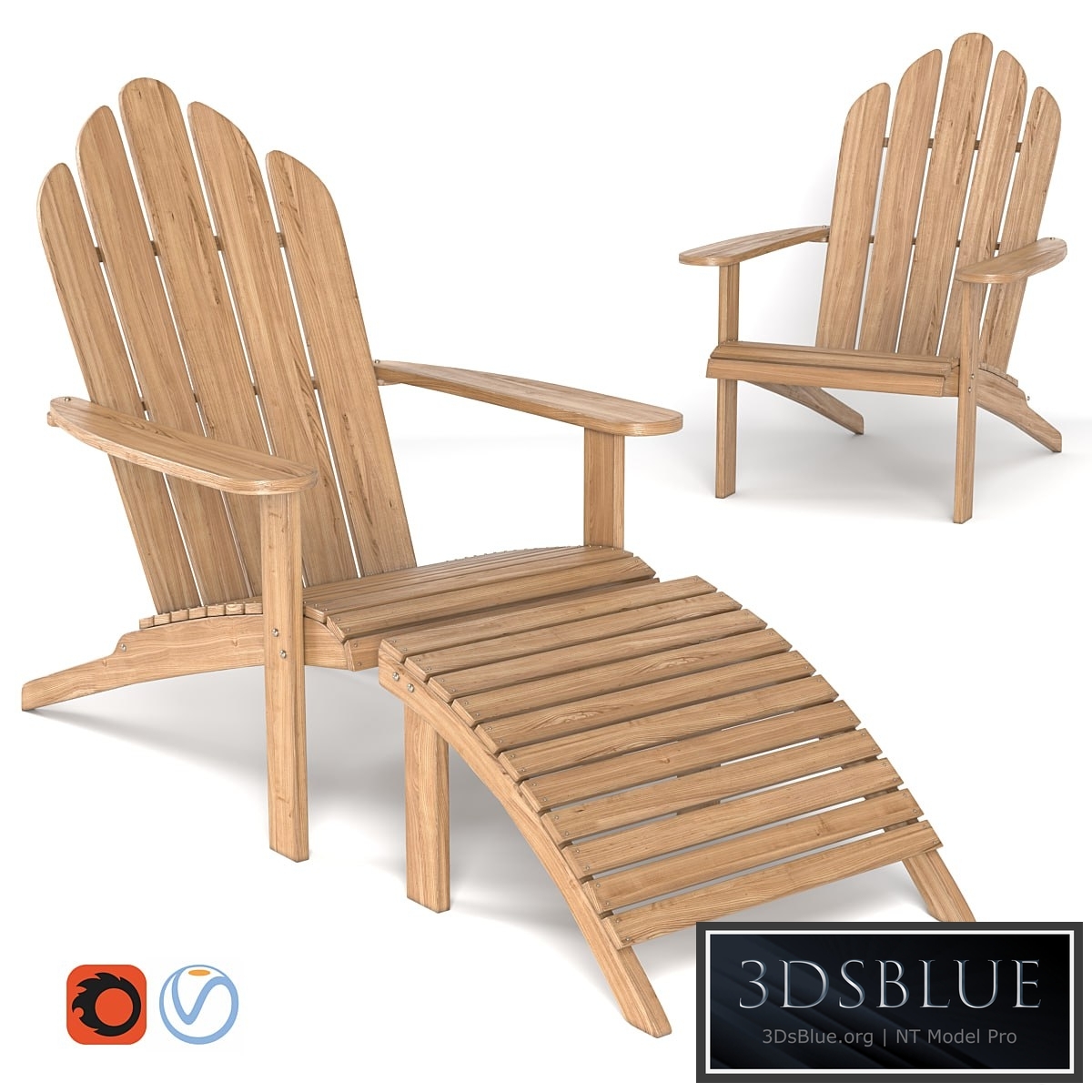 Garden chair deck chair 3DS Max - thumbnail 3