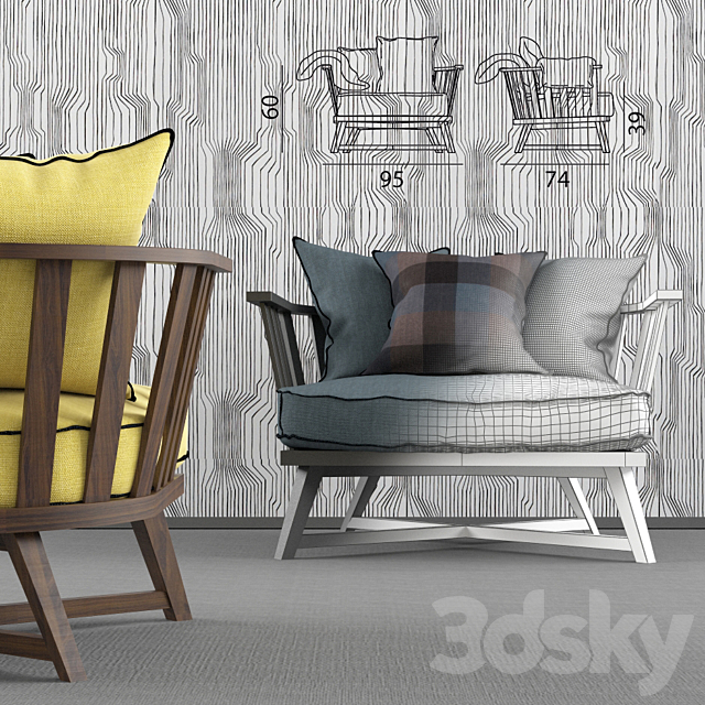 Gervasoni Gray 07 Armchair 3DS Max Model - thumbnail 2