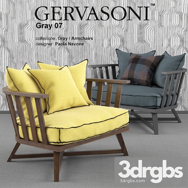 Gervasoni gray 07 armchair 3dsmax Download - thumbnail 1