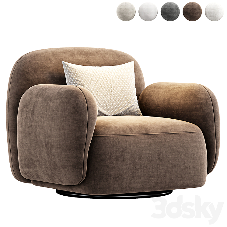 Giddings Swivel Chair Knoll Camel By Highfashionhome 3DS Max - thumbnail 1