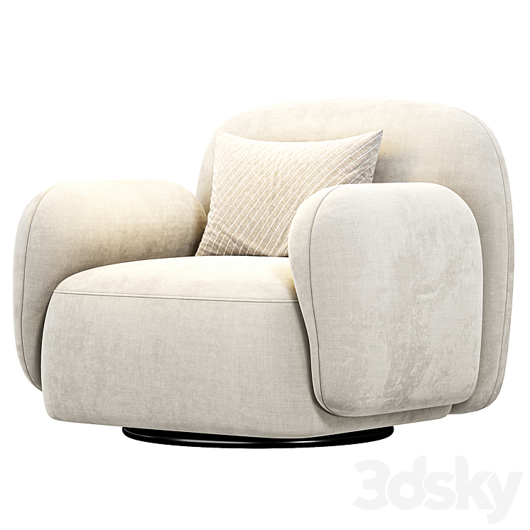 Giddings Swivel Chair Knoll Camel By Highfashionhome 3DS Max - thumbnail 2