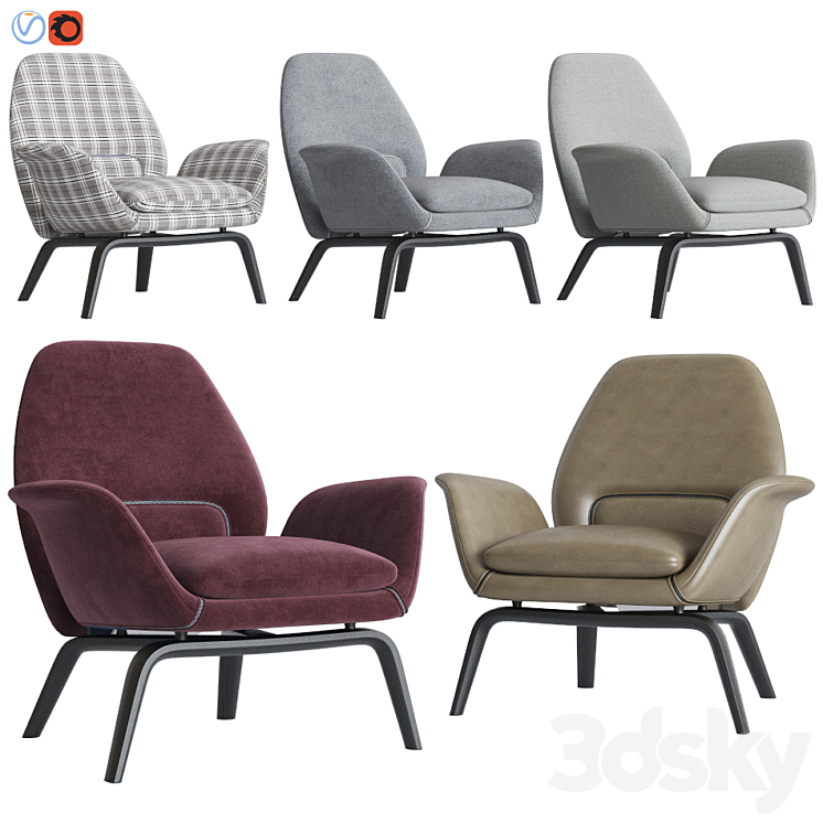 Gilliam Armchair Minotti 3DS Max - thumbnail 1