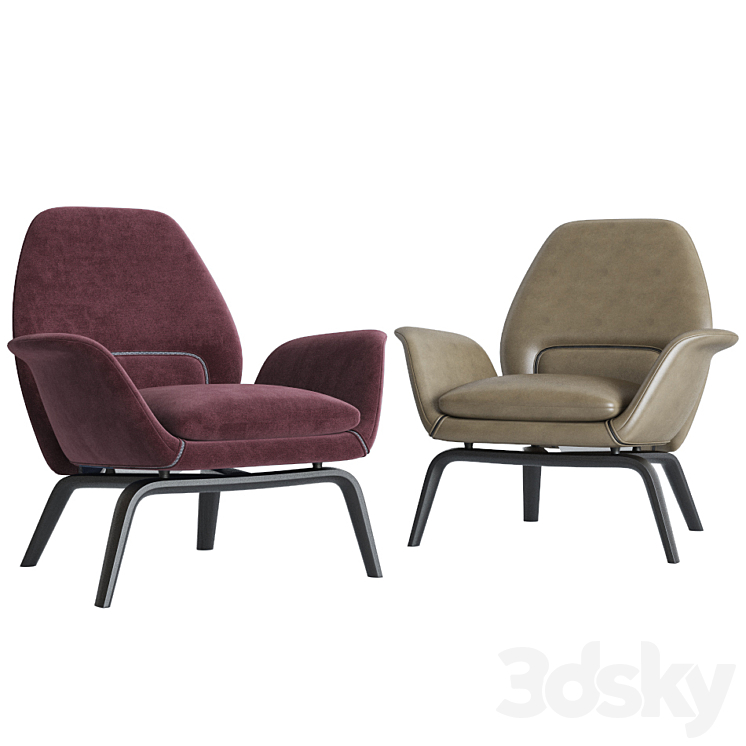 Gilliam Armchair Minotti 3DS Max - thumbnail 2