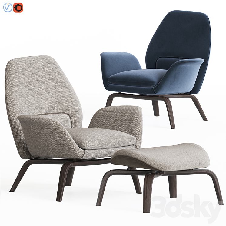 Gilliam Armchair & Ottoman Set By Minotti 3DS Max - thumbnail 1