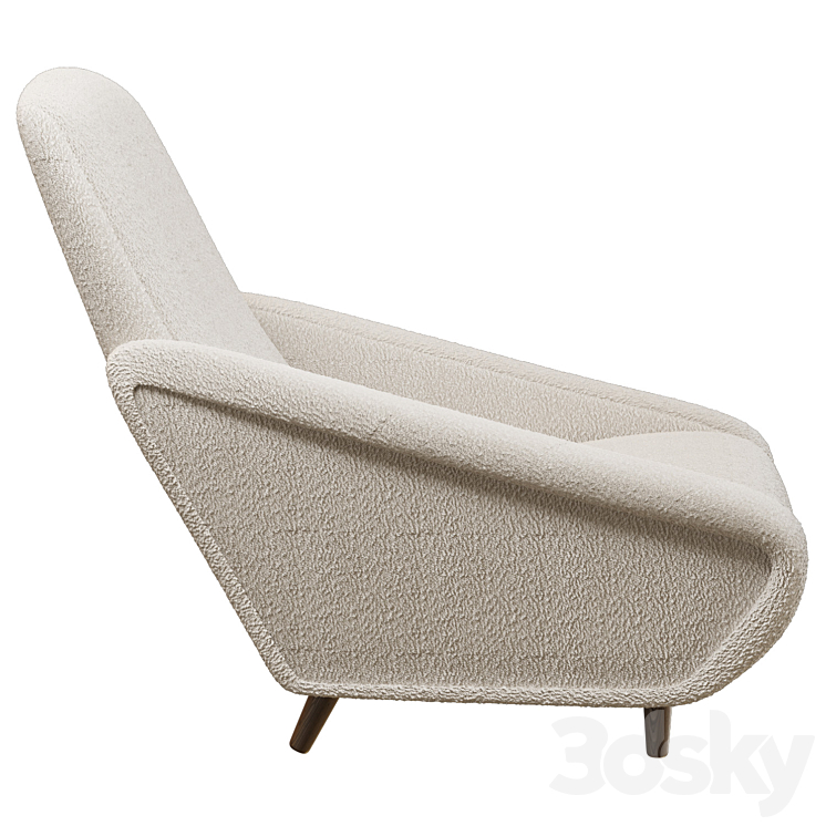 Gio Ponti 807 Style Pair of Armchairs in Wool 3DS Max Model - thumbnail 2