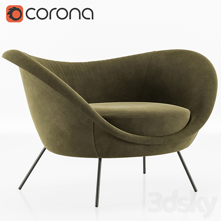 Gio ponti armchair 3DS Max Model - thumbnail 1