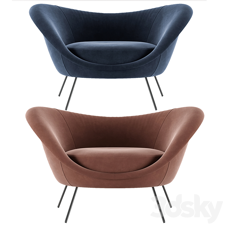 Gio ponti armchair 3DS Max Model - thumbnail 2