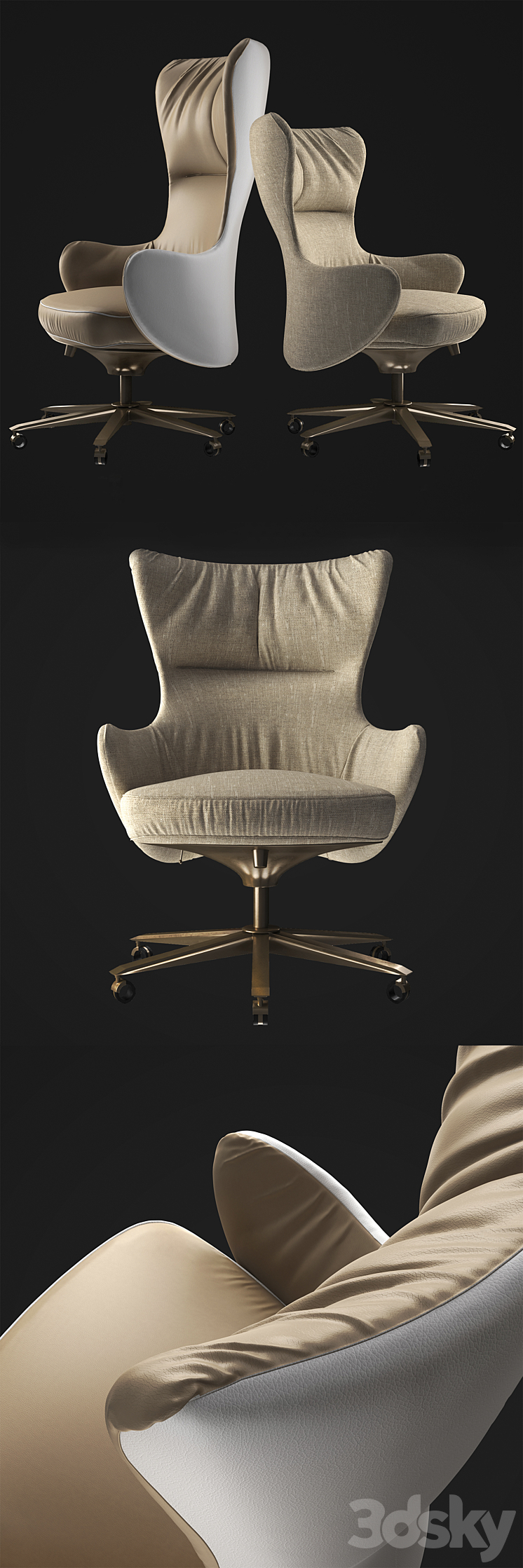 Giorgetti Genius office armchair 3DS Max - thumbnail 2