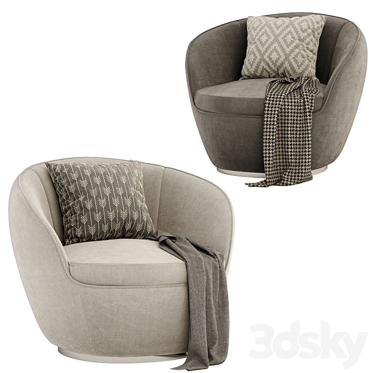 Giulia swivel armchair 3DS Max Model - thumbnail 2