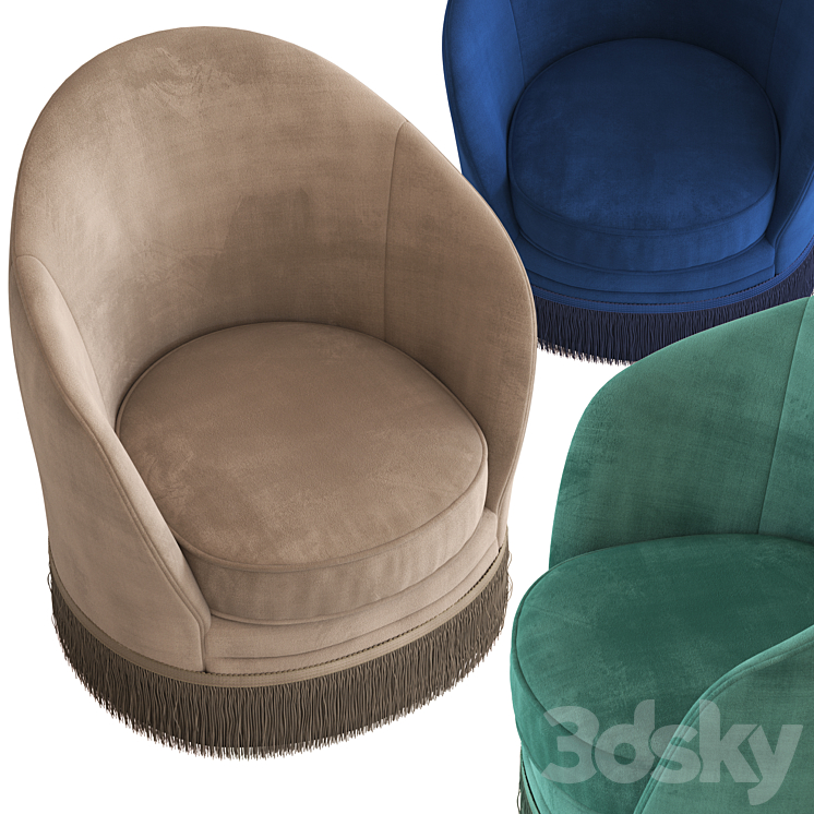 Globewest Kennedy Fringed Armchair 3DS Max - thumbnail 2