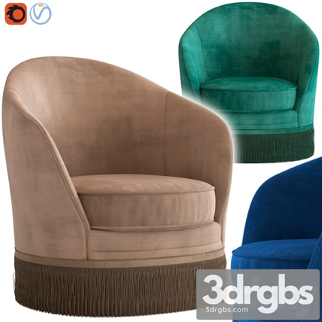 Globewest kennedy fringed armchair 3dsmax Download - thumbnail 1