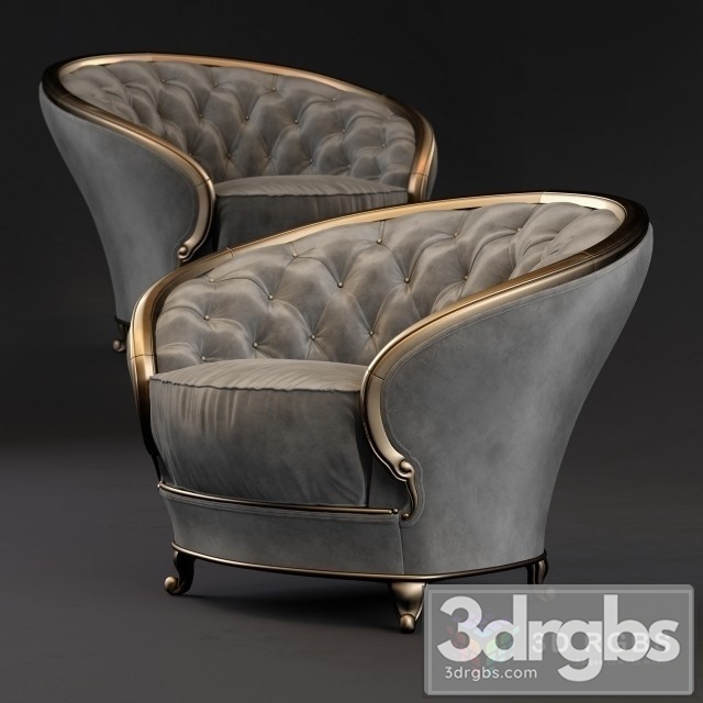 Gold Comfort Armchair 3dsmax Download - thumbnail 1