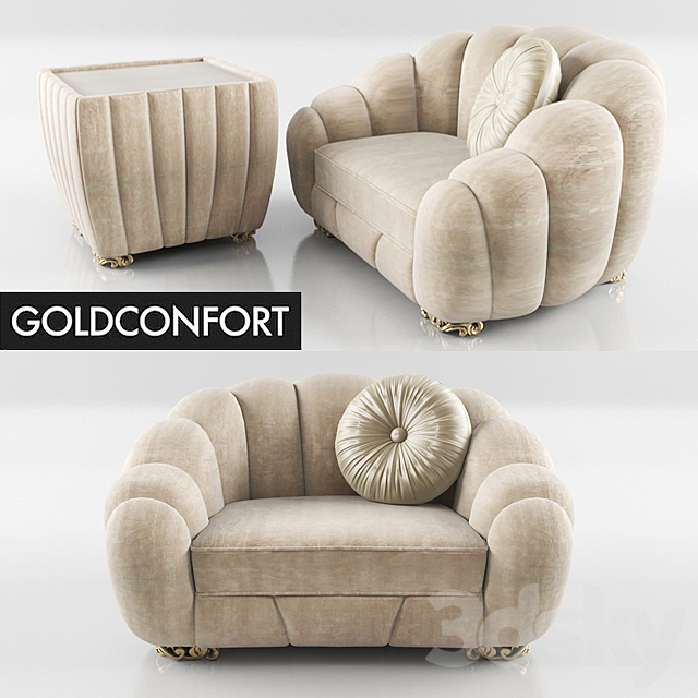 GOLDCONFORT Pearl armchair and coffee table 3DSMax File - thumbnail 1