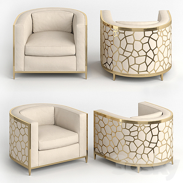 Golden Curved Chair Horchow 3DS Max Model - thumbnail 2