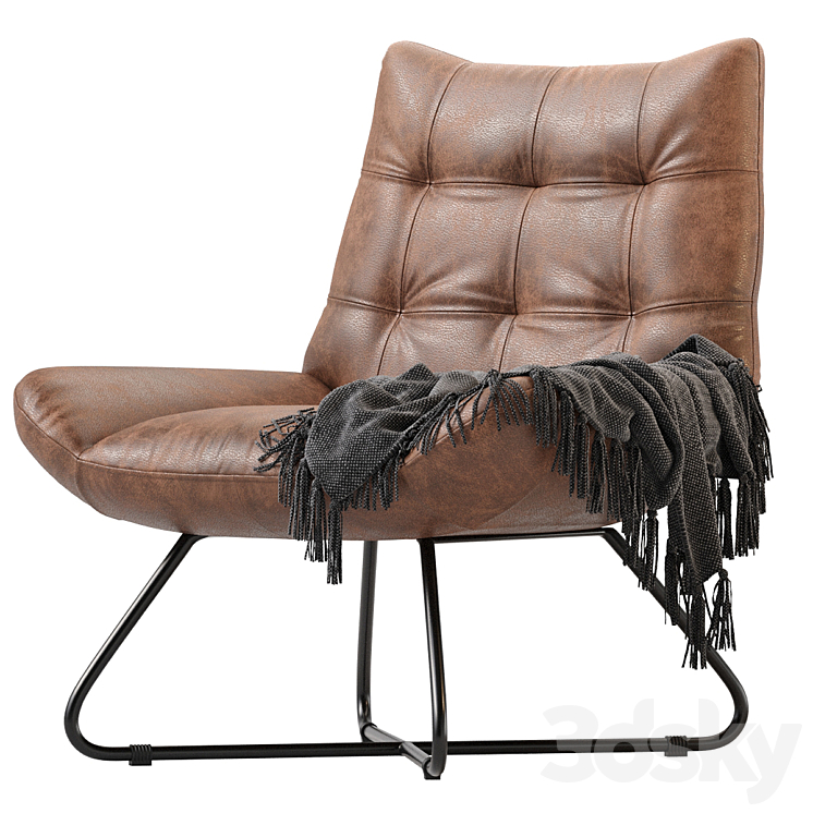 GRADUATE LOUNGE CHAIR OPEN ROAD BROWN LEATHER 3DS Max Model - thumbnail 1