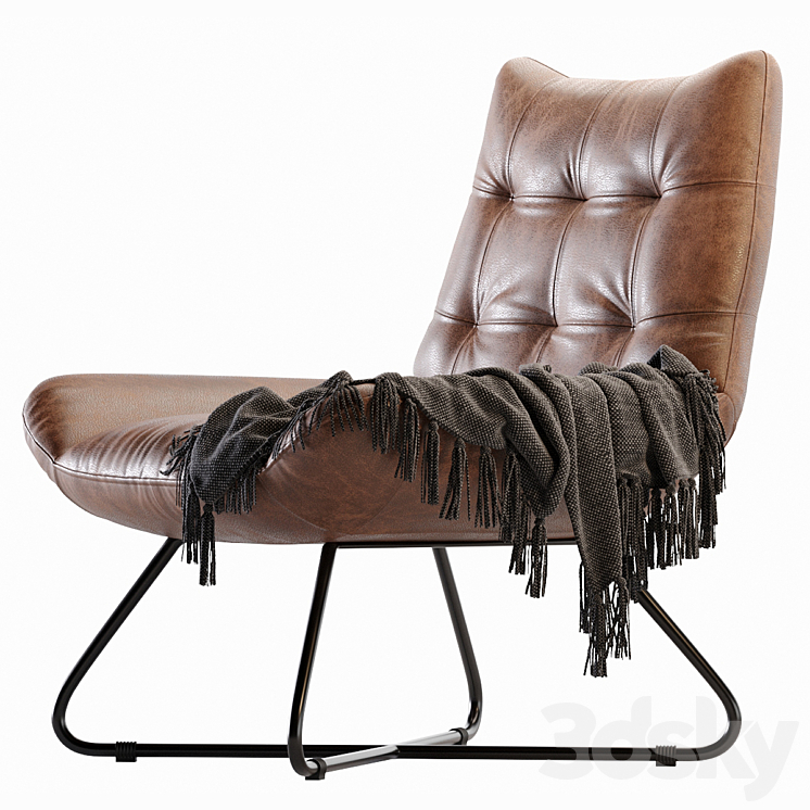 GRADUATE LOUNGE CHAIR OPEN ROAD BROWN LEATHER 3DS Max Model - thumbnail 2