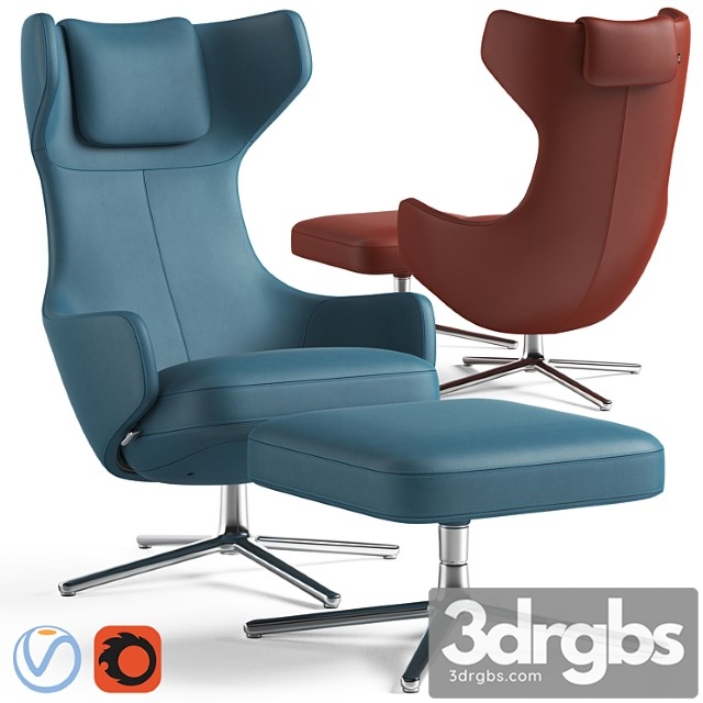 Grand repos armchair and pouf 3dsmax Download - thumbnail 1