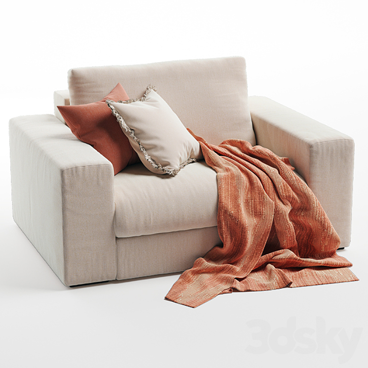 Grande plain armchair 3DS Max - thumbnail 1