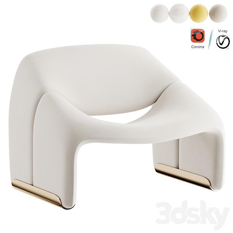 Groovy Lounge Chair for Artifort 3DS Max Model - thumbnail 1