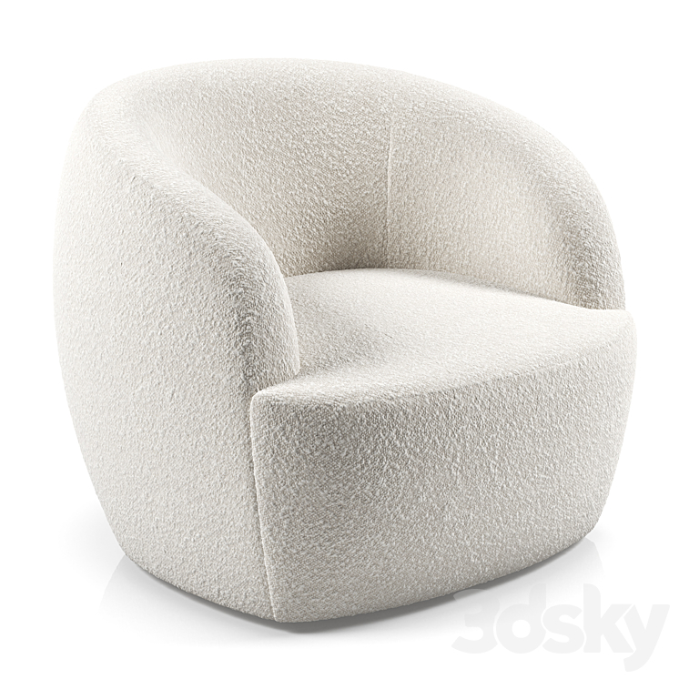 gwyneth ivory boucle chair 3DS Max Model - thumbnail 1