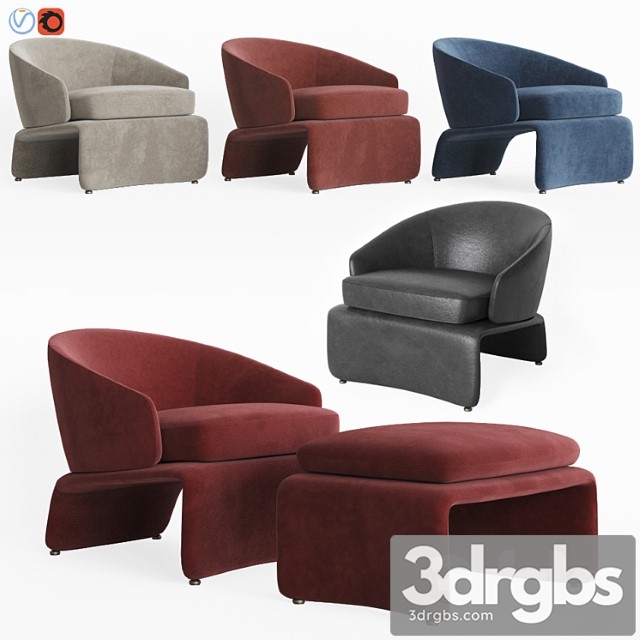 Halley armchair & ottoman set minotti 3dsmax Download - thumbnail 1