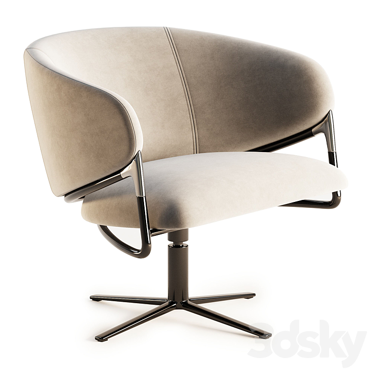 HAMMER Swivel easy chair Hammer Collection 3DS Max Model - thumbnail 2