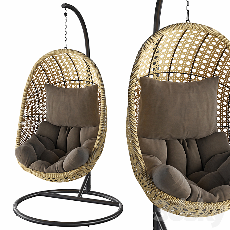 Hanging chair Cira 3DS Max Model - thumbnail 1