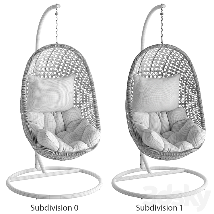 Hanging chair Cira 3DS Max Model - thumbnail 2