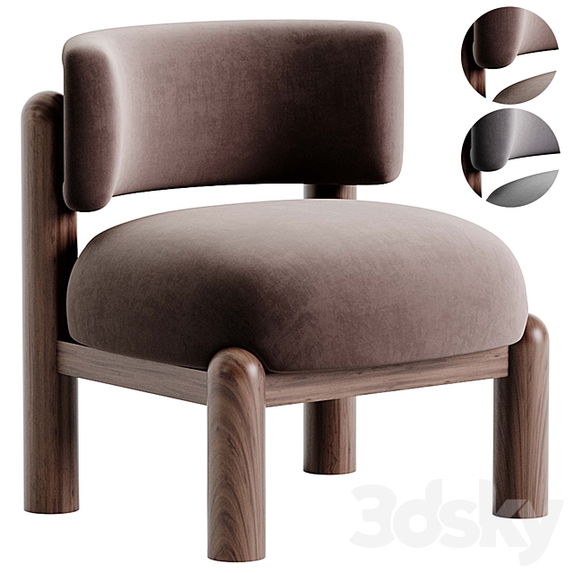 Harper Shearling Accent Chair 3DS Max Model - thumbnail 2