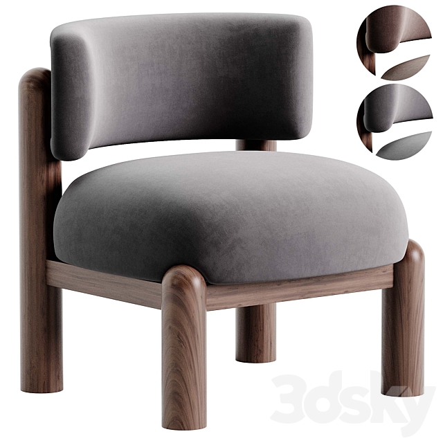 Harper Shearling Accent Chair 3DS Max Model - thumbnail 3